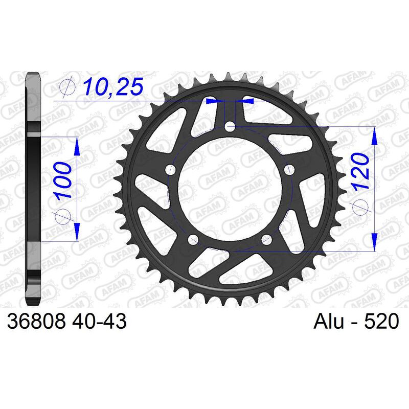 Kit chaîne AFAM 520 XHR4 - 16/41-110 - Couronne alu standard