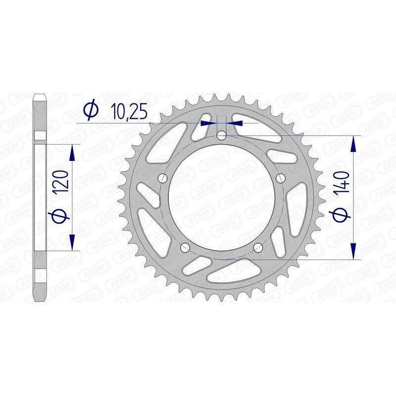 Kit chaîne AFAM 520 XHR4 - 17/42-110 - Couronne alu standard