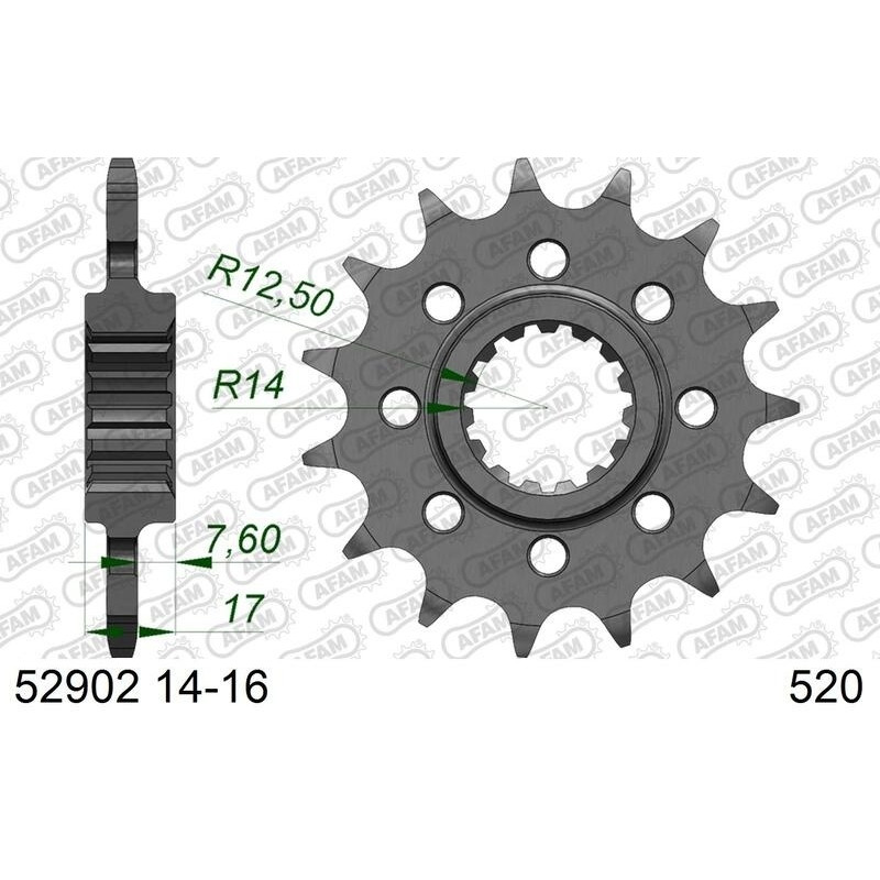Kit chaîne AFAM 520 XHR4 - 14/45-110 - Couronne acier standard