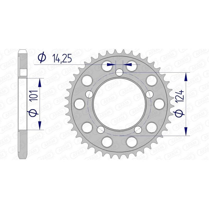 Kit chaîne AFAM 525 XHR4 - 16/38-110 - Couronne alu standard