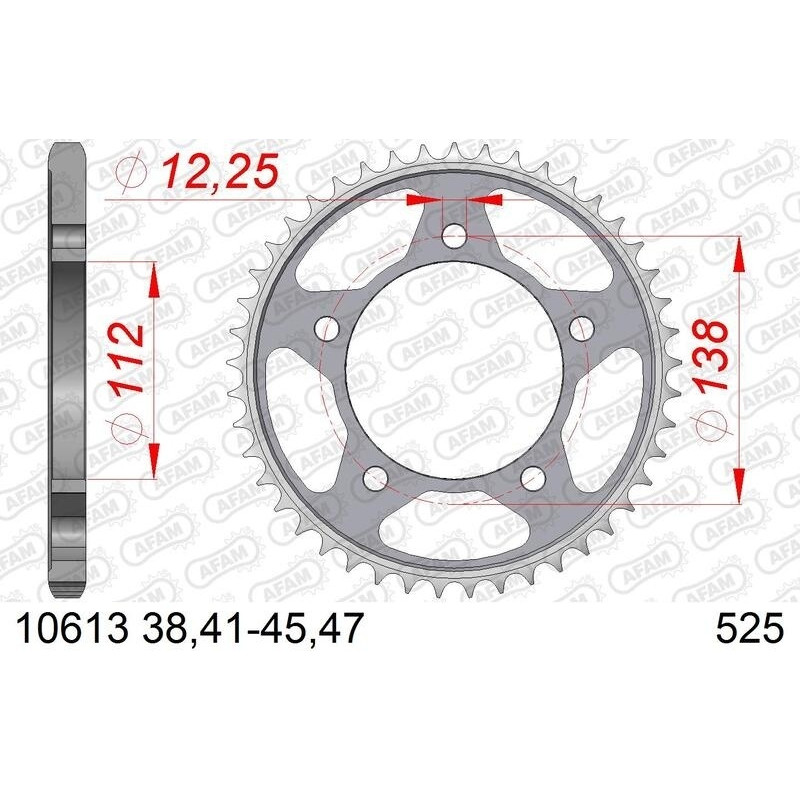 Kit chaîne AFAM 525 XHR4 - 15/45-120 - Couronne acier standard