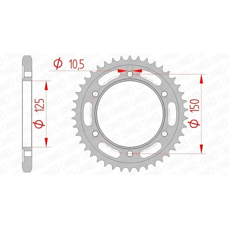 Kit chaîne AFAM 525 XHR4 - 17/42-120 - Couronne acier standard