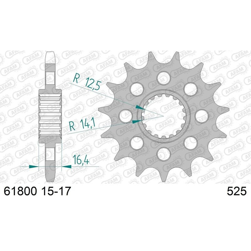 Kit chaîne AFAM 525 XHR4 - 17/42-120 - Couronne acier standard