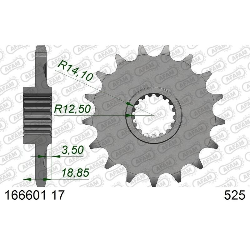 Kit chaîne AFAM 525 XSR4 - 17/44-122 - Couronne acier standard