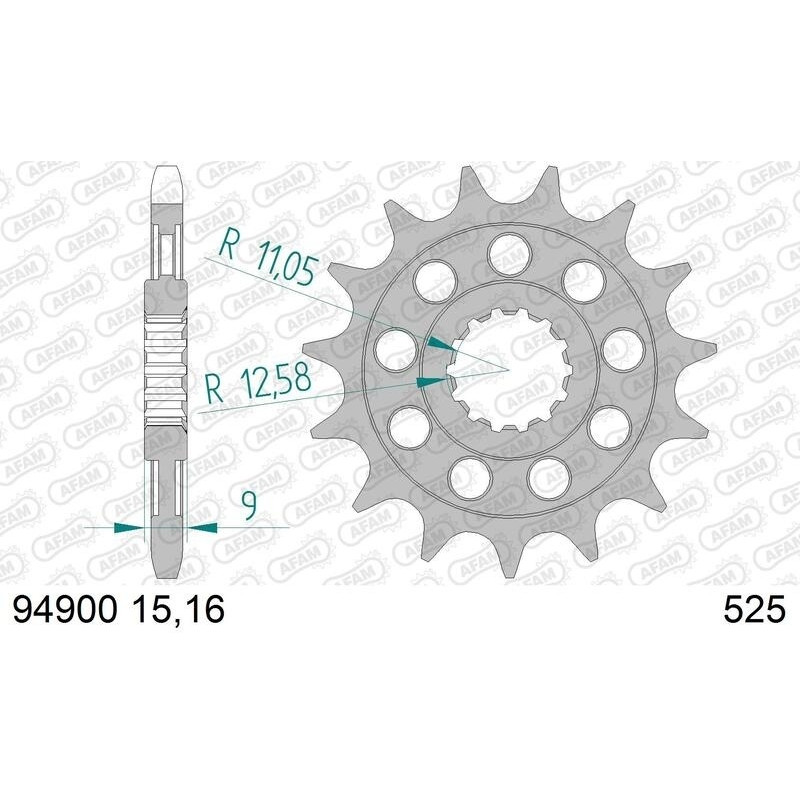 Kit chaîne AFAM 525 XHR4 - 16/36-110 - Couronne acier standard
