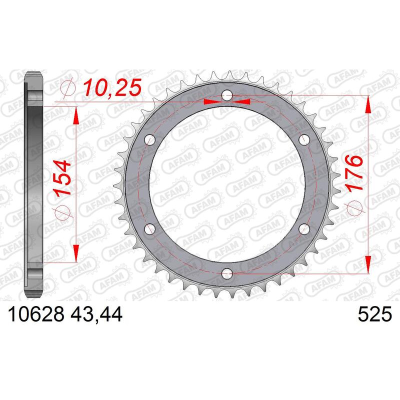 Kit chaîne AFAM 525 XHR4 - 16/43-110 - Couronne acier standard