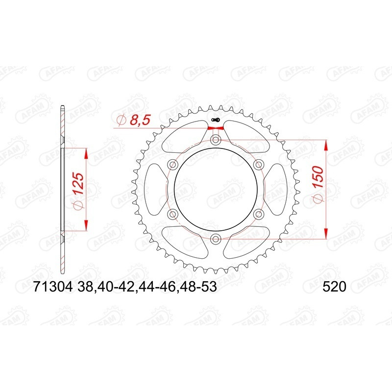 Kit chaîne AFAM 520 XSR4- 16/45-118 - Couronne acier standard