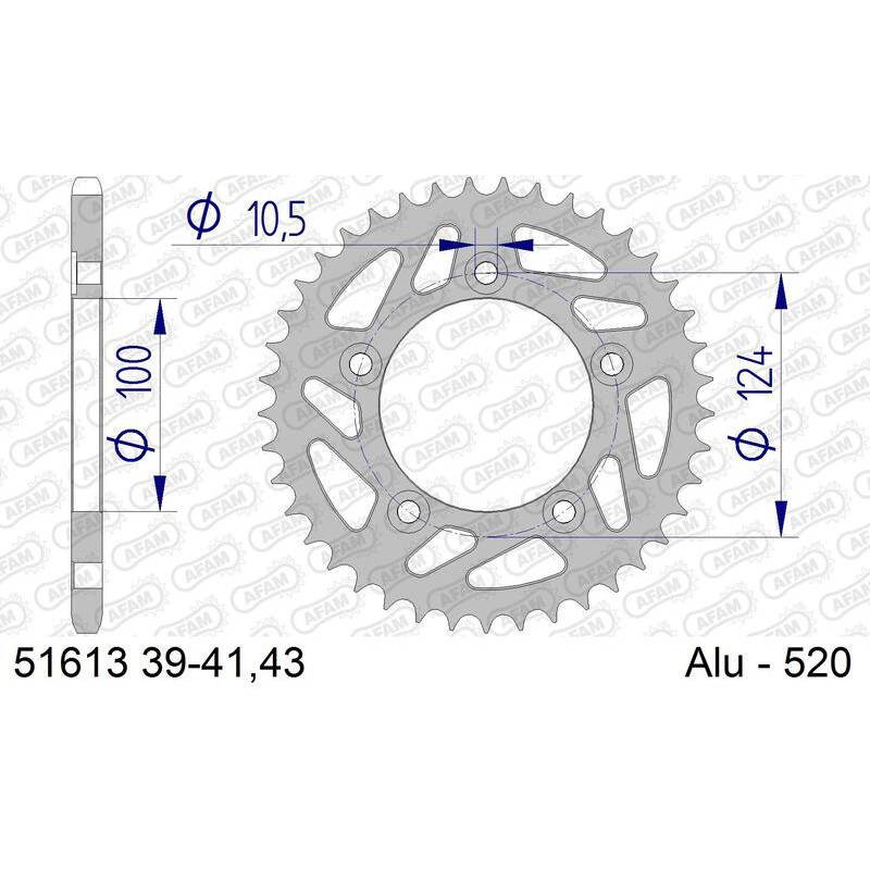 Kit chaîne AFAM 520 XHR4 - 15/43-106 - Couronne alu standard