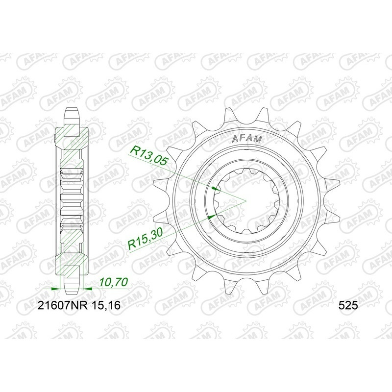 Kit chaîne AFAM 525 XHR4 - 16/45-120 - Couronne acier standard