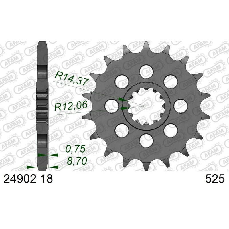 Kit chaîne AFAM 525 XHR4 - 18/44-120 - Couronne acier standard