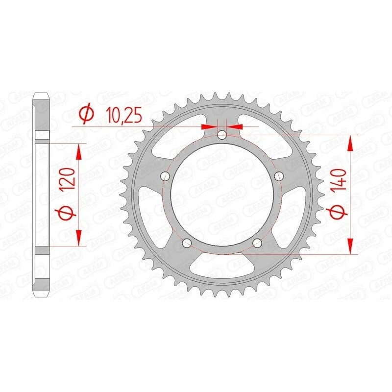 Kit chaîne AFAM 525 XHR4 - 17/42-110 - Couronne acier standard